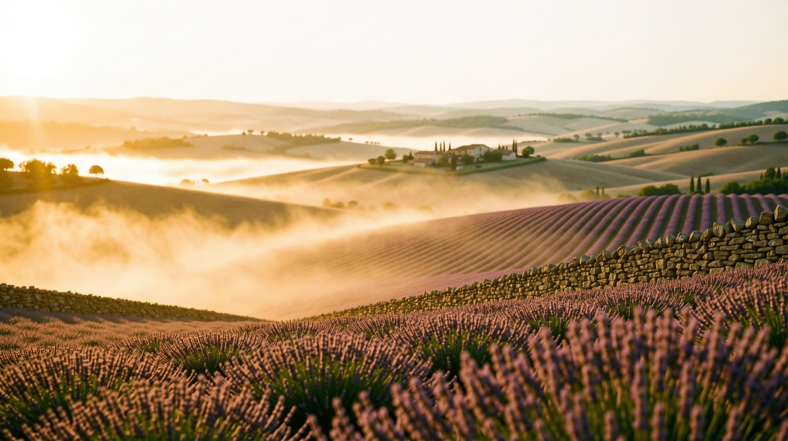 Lever de soleil sur la campagne française